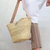 Bag straw / leather 50 cm natur - Bilde 2
