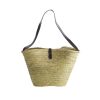 Bag straw / leather 50 cm black - Bilde 2
