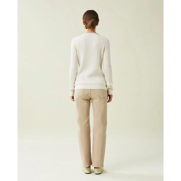 Marlene Organic Cotton Cable Knitted Sweater White - Bilde 3