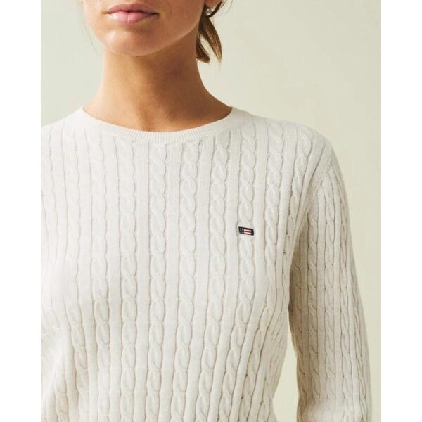 Marlene Organic Cotton Cable Knitted Sweater White - Bilde 2