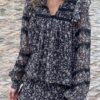 Aroma Fleur Sombre Blouse - Black