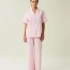 Lauren Organic cotton Pyjamas sett - Rosa/Hvit