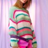 Ella Knit Sweater Green/Pink/White Mix