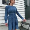 Satin miami dress shiny blue