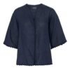 Celia Wavey Linen Shirt - Navy