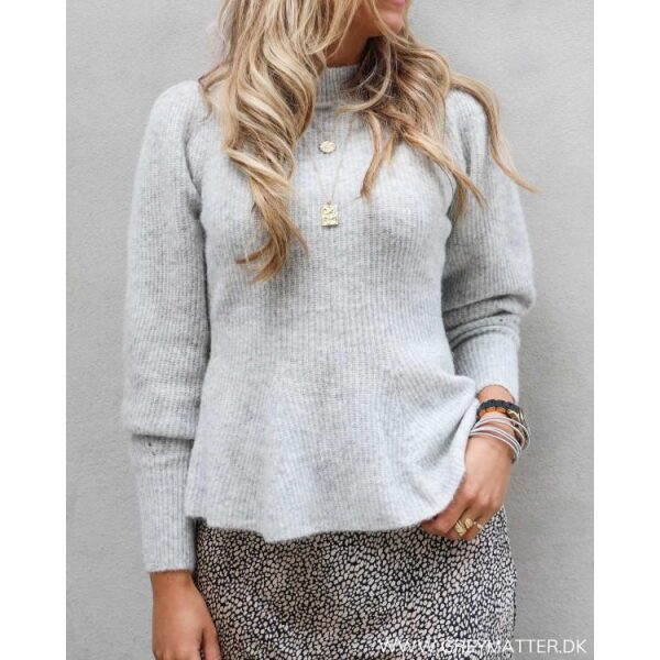 Nola Knit Blouse-Ligth grey melange