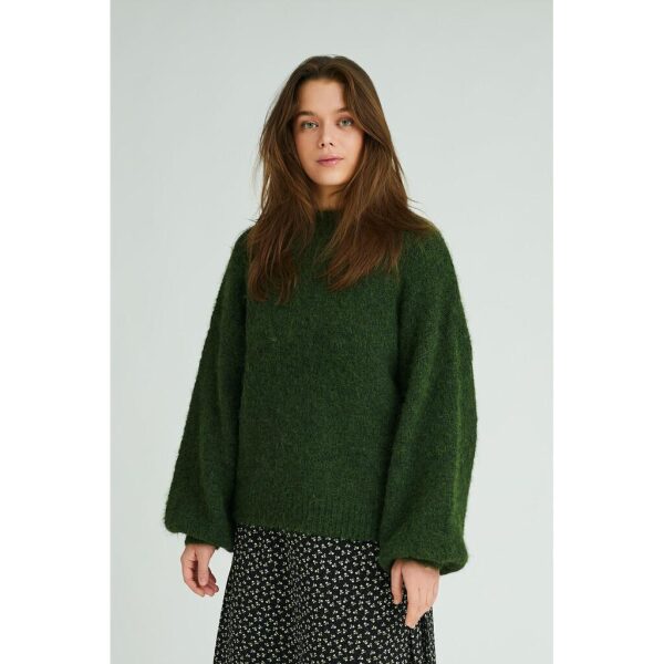 Patrisia Solid Knit Pullover Dark Green