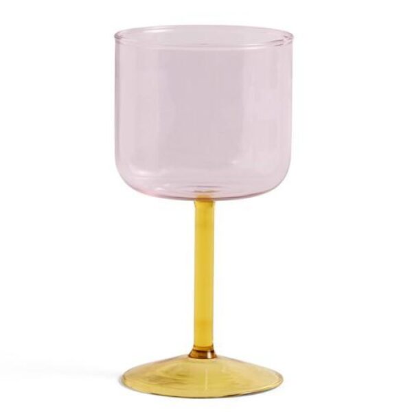 Tint Wine Glass set of 2 Pink and yellow