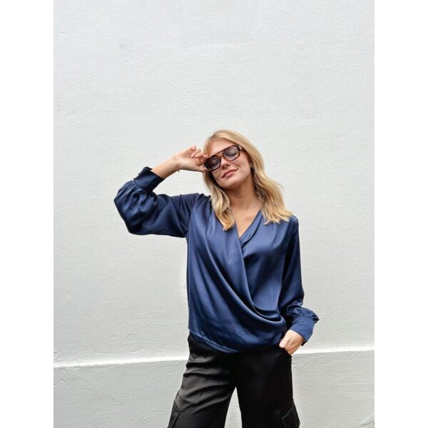 Zeleste Satin Blouse - Navy