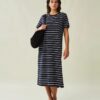 Becky Jersey Dress - Dark Blue / white stripes