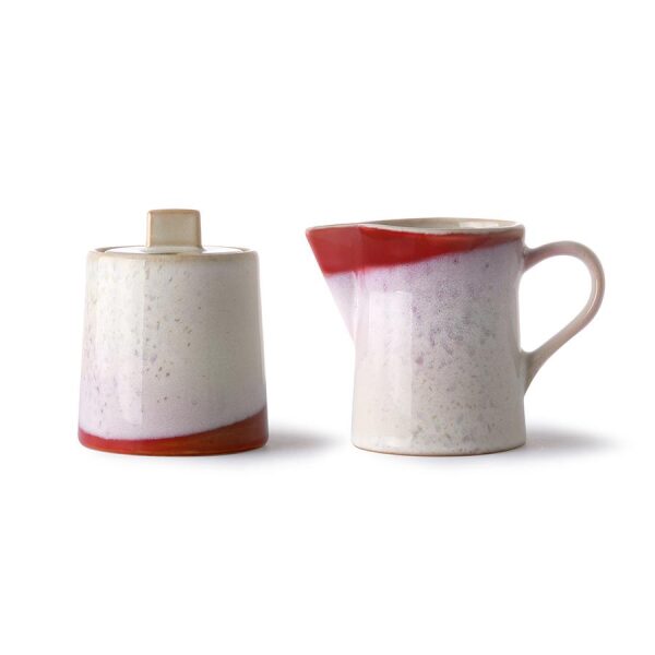 70s ceramics: Milk jug & sugar pot, frost