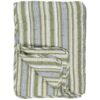 Quilt m / grønne, hvite, beige og grå striper