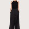 Poplin Wide Leg Pants - Black