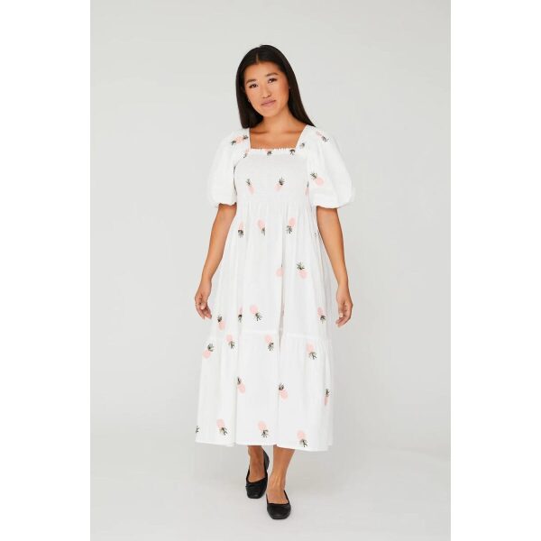 Cheri fruit dress white / pink