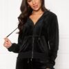 Robertson Classic Velour Zip Trough Hoddie Black