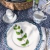 Asjett 24,5 cm hvit m / blå kant Laura Ashley