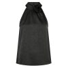 Rosette Crinkle Sateen Top - Black - Bilde 2