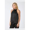 Rosette Crinkle Sateen Top - Black - Bilde 4