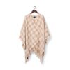 Checked Recycled Wool Blend Poncho - Offwhite / Pink / Beige check - Bilde 3