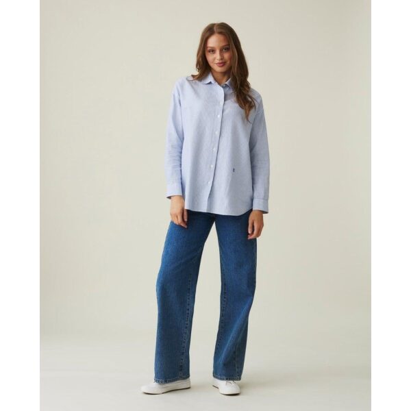 Pernilla Organic Cotton Oxford Shirt - Blue / White Stripe - Bilde 2