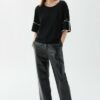 Malia Contrast Top - Black / Ecru