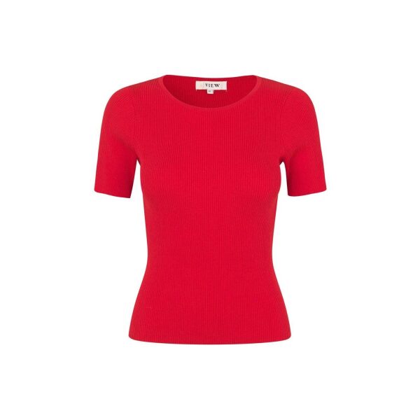 Rib Knit Short Sleeve - Red