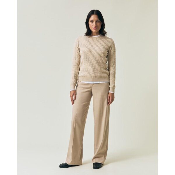 Organic Cotton Cable Knitted Sweater - Light Beige Melange - Bilde 3