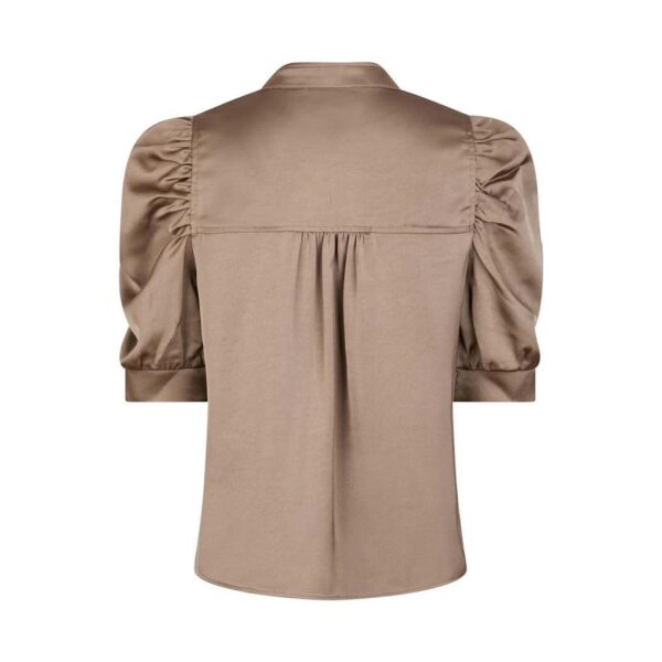 Roella Heavy Sateen Blouse - Dark Taupe - Bilde 5