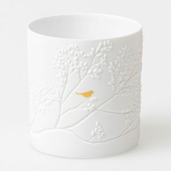 Tealight holder golden birds 6,5 x 7 cm