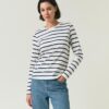 Micaela Long Sleeve Tee - Blue / White Stripe