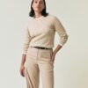 Organic Cotton Cable Knitted Sweater - Light Beige Melange