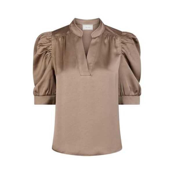 Roella Heavy Sateen Blouse - Dark Taupe - Bilde 4