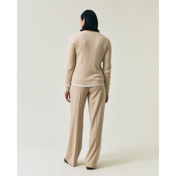 Organic Cotton Cable Knitted Sweater - Light Beige Melange - Bilde 2