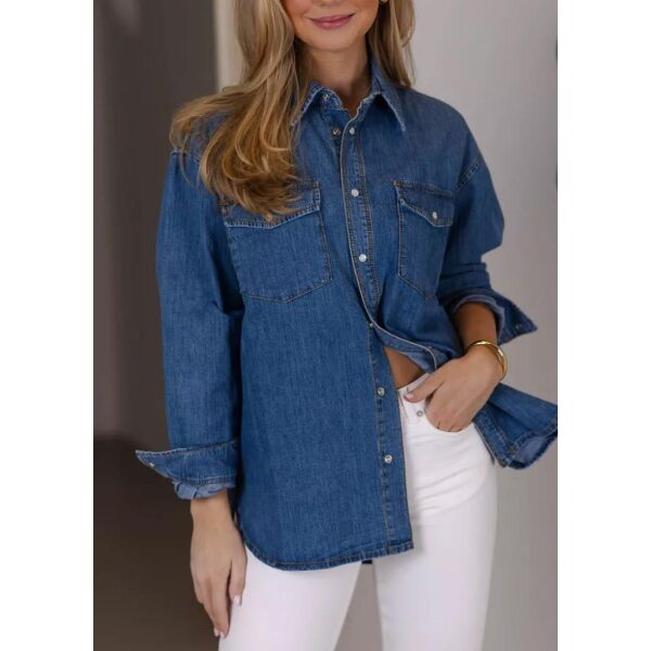 Angela Light Blue Vintage Shirt - Bilde 4