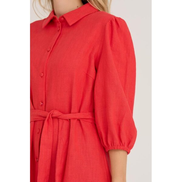 Linen dress - Red - Bilde 3