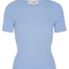 Rib Knit Short Sleeve - Light Blue