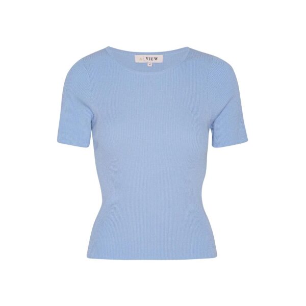 Rib Knit Short Sleeve - Light Blue