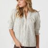 Diana Crepe Stripe Blouse - Brown