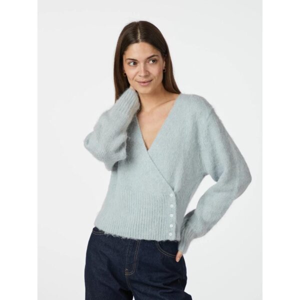 Kilua Fluffy Wrap Knit Blouse