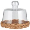 Glassklokke med rotting bunn H: 12,5 Ø: 13,5cm