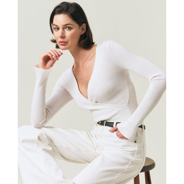 Rib Knittet Lyocell Blend Wrap - offwhite - Bilde 5