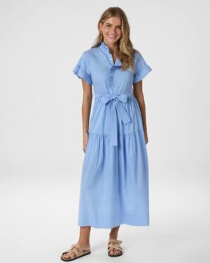 Nellie Stripe Dress - Light Blue