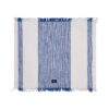Striped Organic Cotton Placemat With Fringers - Blue / White