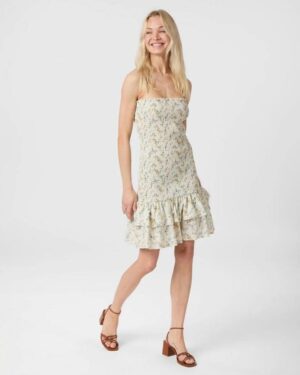 Mikka Smock Print Dress - Creme