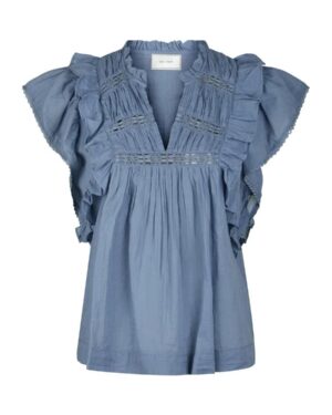 Jayla S Voile Top Smoke Blue