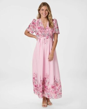 Serna Flower Print Dress - Light Pink