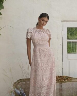 Philine Maxi Dress - Pink Embroidery
