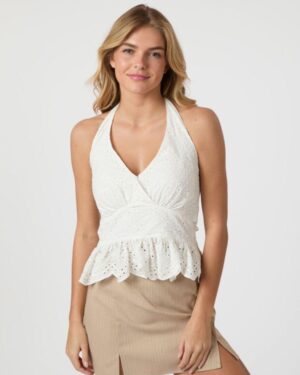Ribbi Halter Neck Top White
