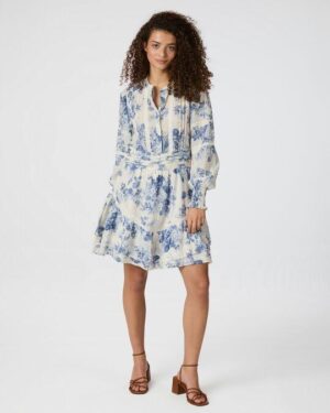 Roberta Flower Flow Dress - Light Blue