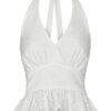 Ribbi Halter Neck Top White - Bilde 2